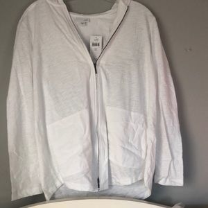 White zip up hoodie